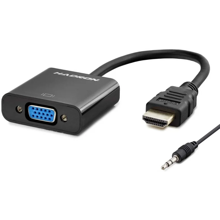 Hadron HDMI to VGA Ses Çıkışlı Dönüştürücü Siyah - HDX2019