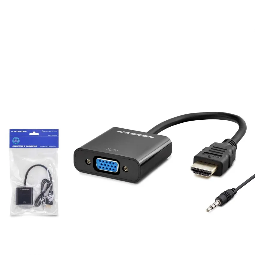 Hadron HDMI to VGA Ses Çıkışlı Dönüştürücü Siyah - HDX2019