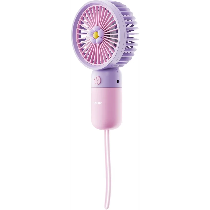 Asonic Taşınabilir USB El Fanı Mor 250mAh Jack Girişli | AFN24