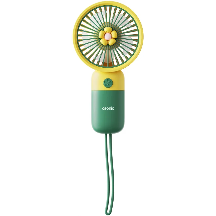 Asonic Taşınabilir USB El Fanı Yeşil 250mAh Jack Girişli | AFN24