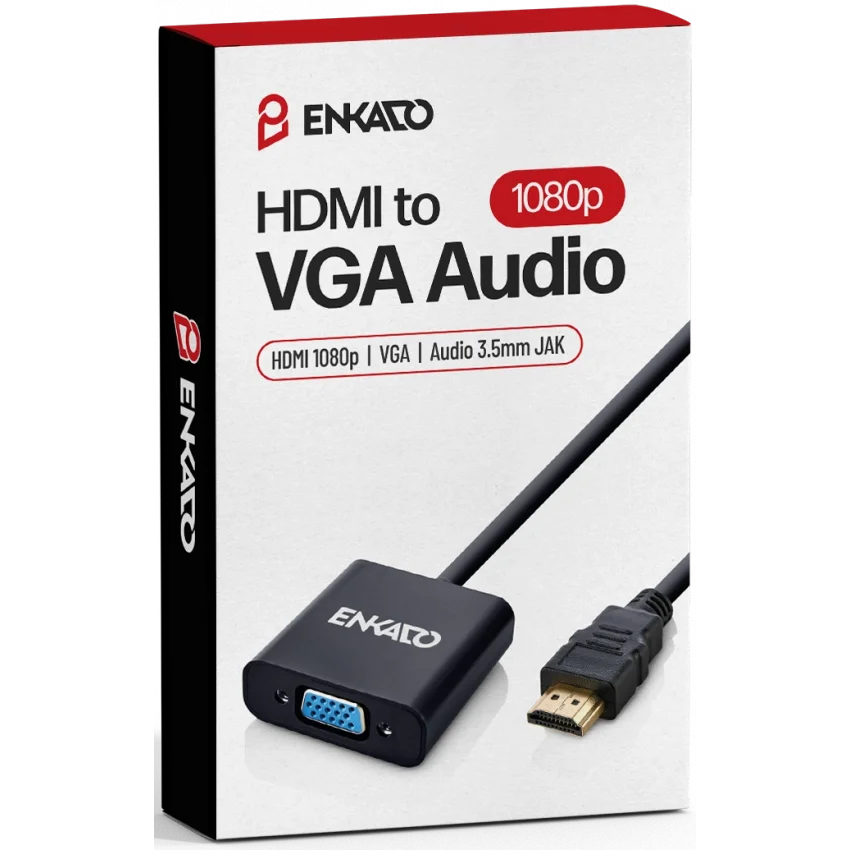 Enkado HDMI to VGA + Audio Adaptör 1080P Dönüştürücü | EKD-HV10