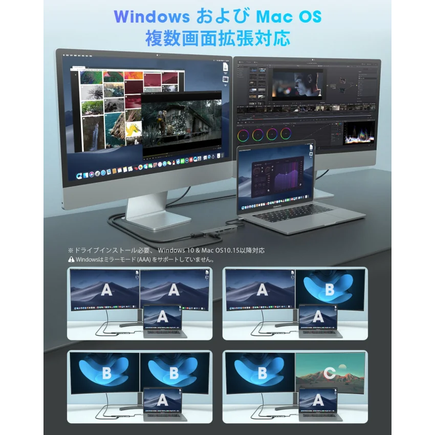 VCOM Çift HDMI USB-C Docking Station 7 in 1 4K 60Hz PD | CUE39