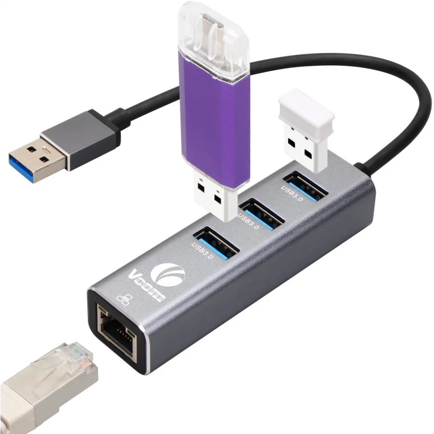 VCOM USB 3.0 to RJ45 Gigabit Ethernet ve 3 Port USB Hub | DH312B