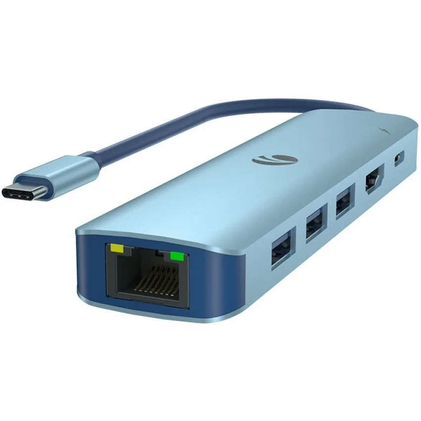 VCOM 6 in 1 USB-C Hub Mavi HDMI 4K RJ45 PD 3.0 100W | CUE55