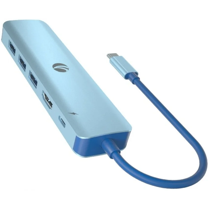 VCOM 6 in 1 USB-C Hub Mavi HDMI 4K RJ45 PD 3.0 100W | CUE55