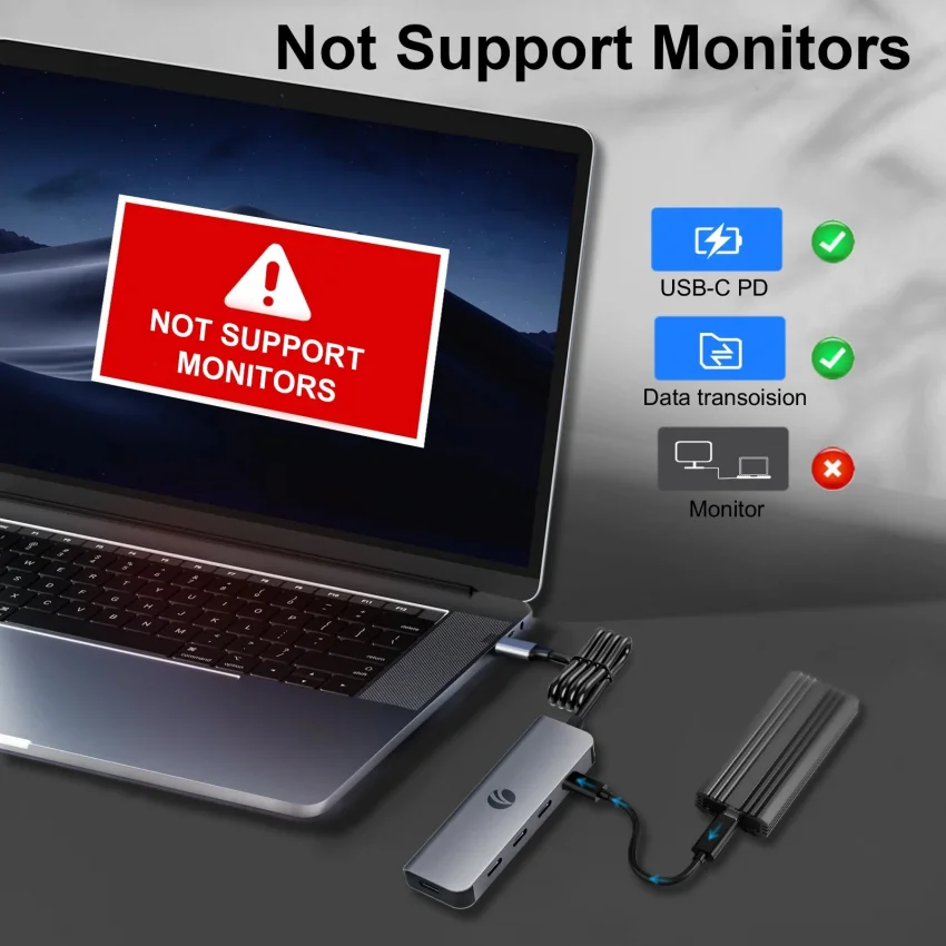 VCOM 5 in 1 Type-C Hub Çoklayıcı Mavi 4 Port 10Gbps PD 100W | CUE11S