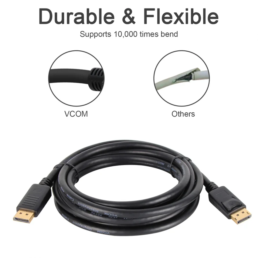 VCOM DisplayPort Kablo 4K 60Hz 1.2V Altın Uçlu 3 Metre | CG631-3.0