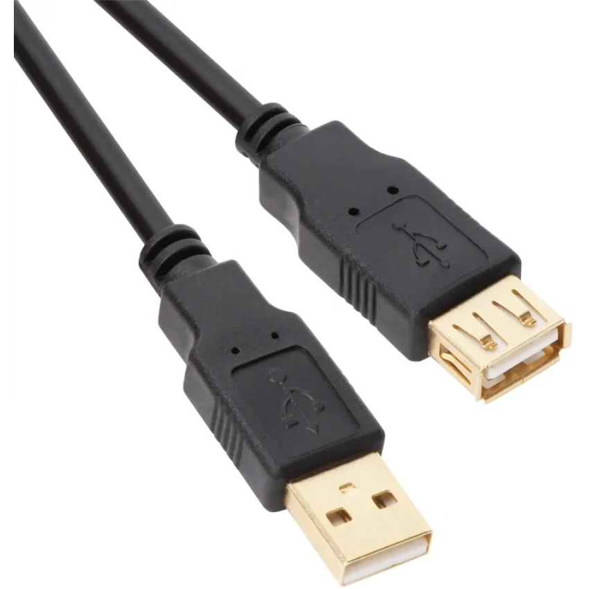 VCOM USB 2.0 Uzatma Kablosu 1.8m Nikel Kaplama Siyah | CU202-B-1.8