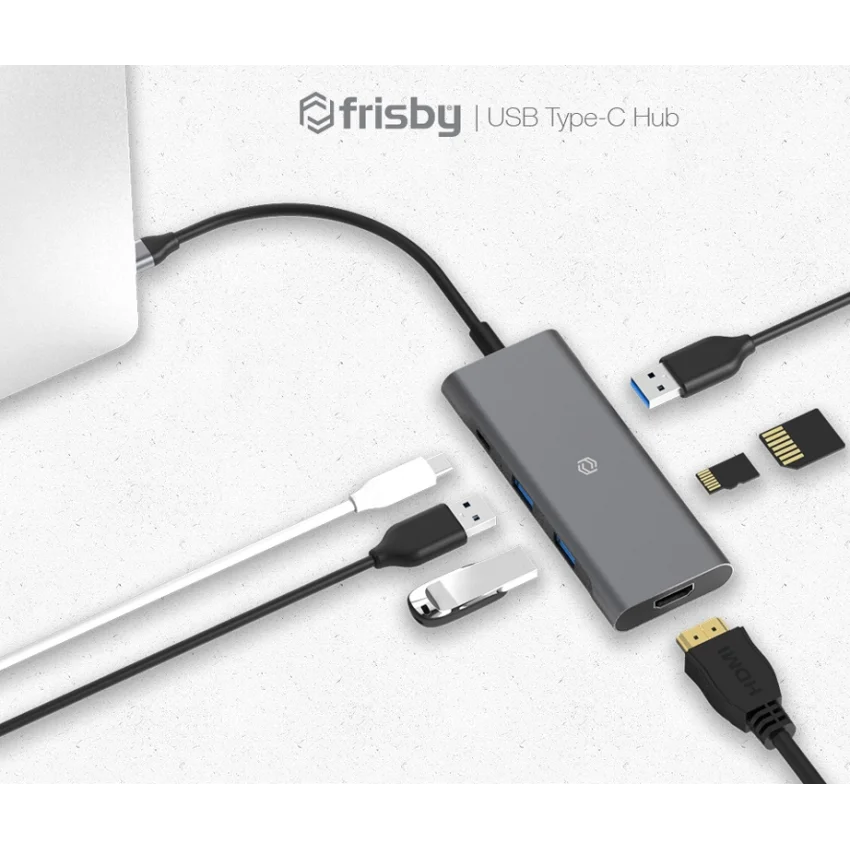 Frisby Type-C Hub HDMI 3xUSB 3.0 SD/TF 100W PD | FA-7712TC