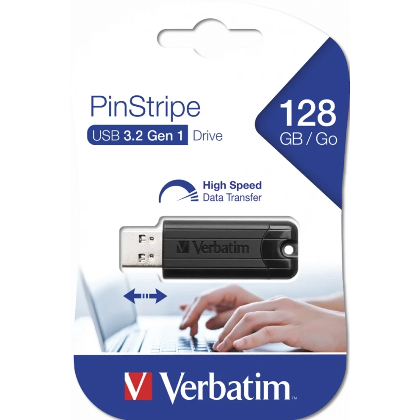 Verbatim PinStripe 128GB USB 3.2 Gen 1 Bellek Siyah | 49319