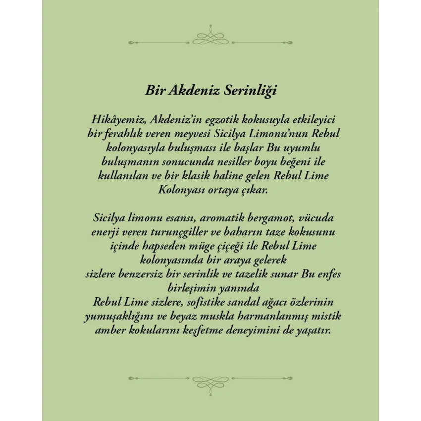 Rebul Lime EDC Kolonya Cam Şişe 250 ml
