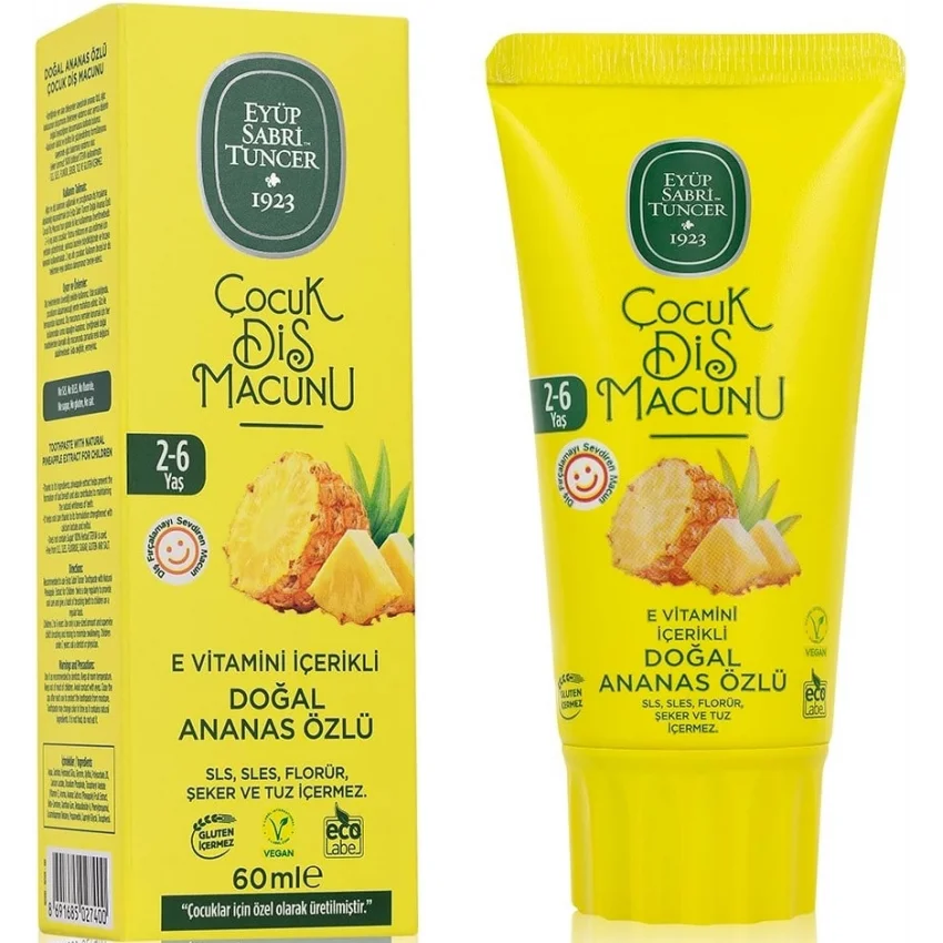 Eyüp Sabri Tuncer Doğal Ananas Özlü 2-6 Yaş Çocuk Diş Macunu 60 ml