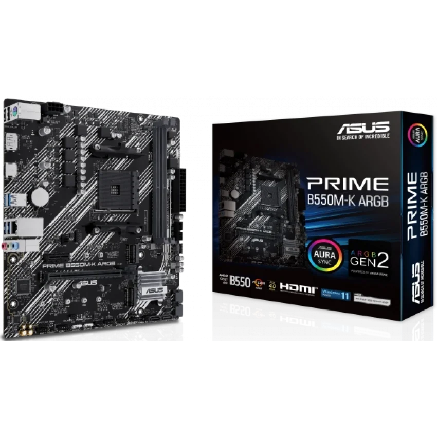 ASUS PRIME B550M-K ARGB AMD B550 AM4 DDR4 5100MHz Anakart