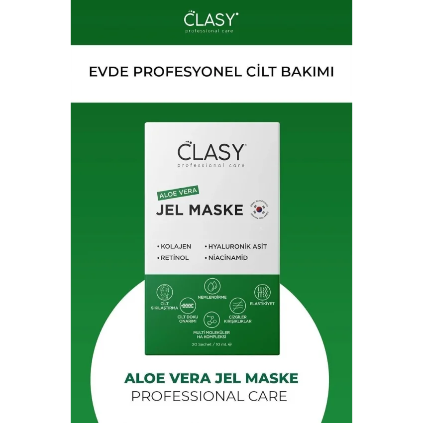 Clasy Care Aloevera Gel Mask - Gençleştirici Jel Maske 20li
