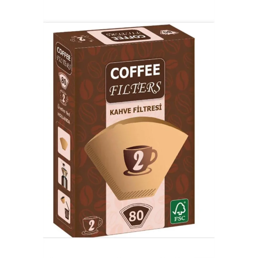 Coffee Filters Filtre Kahve Kağıdı 1x2 Brown No:2 80li Paket