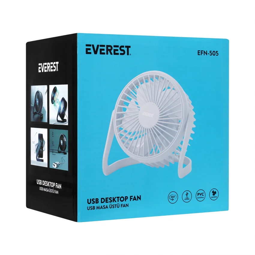 Everest Masaüstü Usb Fan Vantilatör Beyaz EFN-505