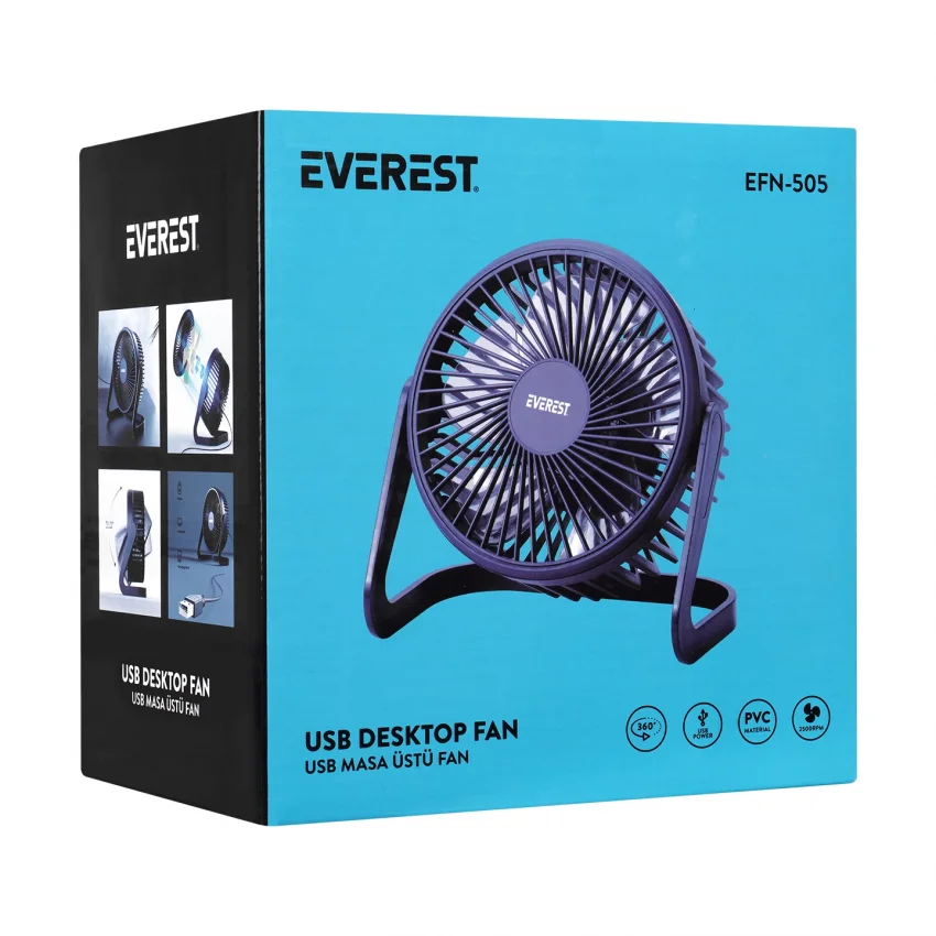 Everest Masaüstü Usb Fan Vantilatör Lacivert EFN-505