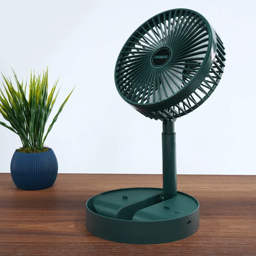 Everest Masaüstü Usb Fan Vantilatör, Şarj Edilebilir 800 mah, Yeşil EFN-605