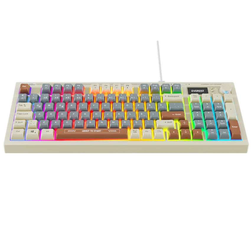 Everest Silent Pro Sessiz Rgb Q Membrane Oyuncu Klavyesi Mavi/Gri/Kahve Kb-79