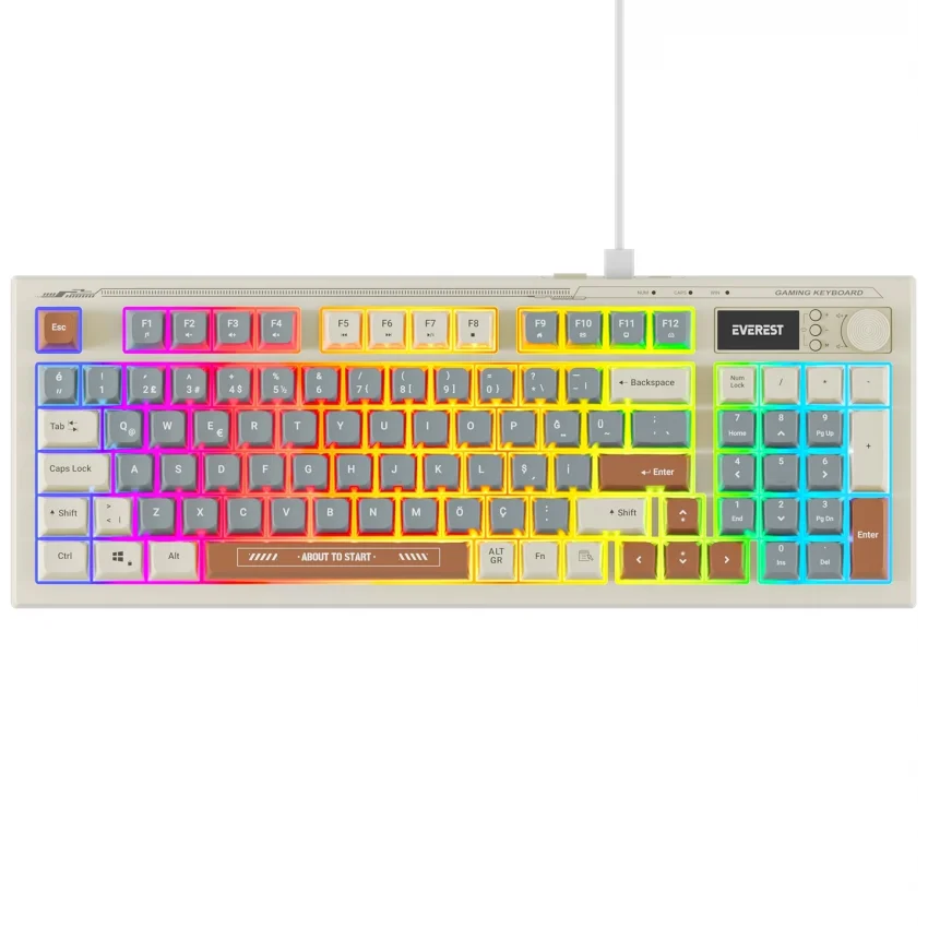 Everest Silent Pro Sessiz Rgb Q Membrane Oyuncu Klavyesi Mavi/Gri/Kahve Kb-79
