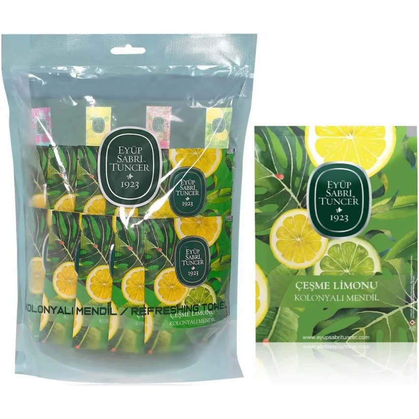 Eyüp Sabri Tuncer Çeşme Limonu Kolonyalı Islak Mendil, Büyük Boy, 50li