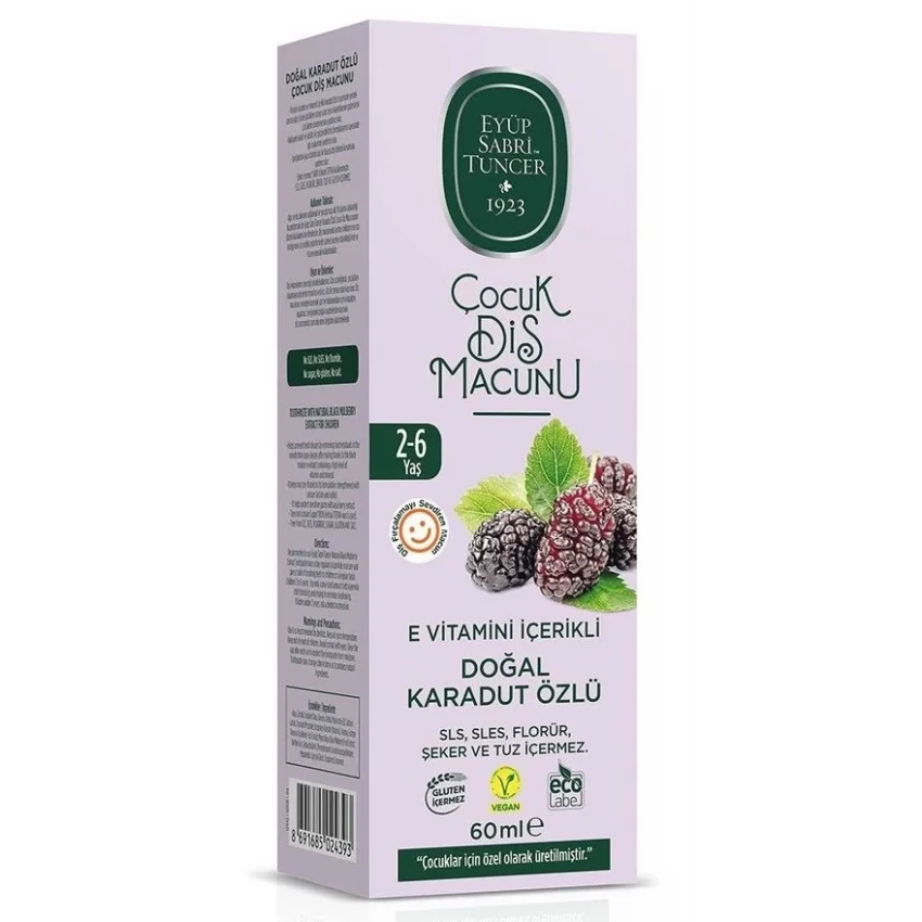 Eyüp Sabri Tuncer Doğal Karadut Özlü Çocuk Diş Macunu, 2-6 Yaş, 60 ml