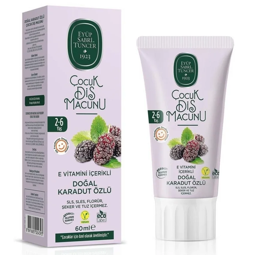 Eyüp Sabri Tuncer Doğal Karadut Özlü Çocuk Diş Macunu, 2-6 Yaş, 60 ml