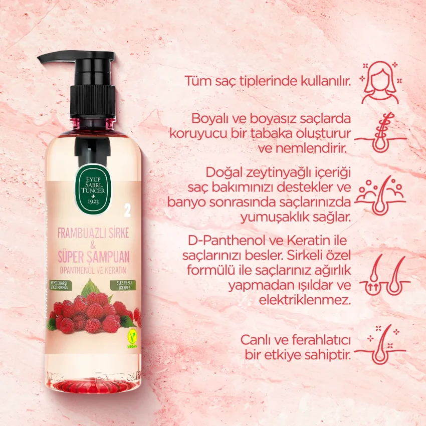 Eyüp Sabri Tuncer Frambuazlı Sirke & Süper Şampuan 500 ml