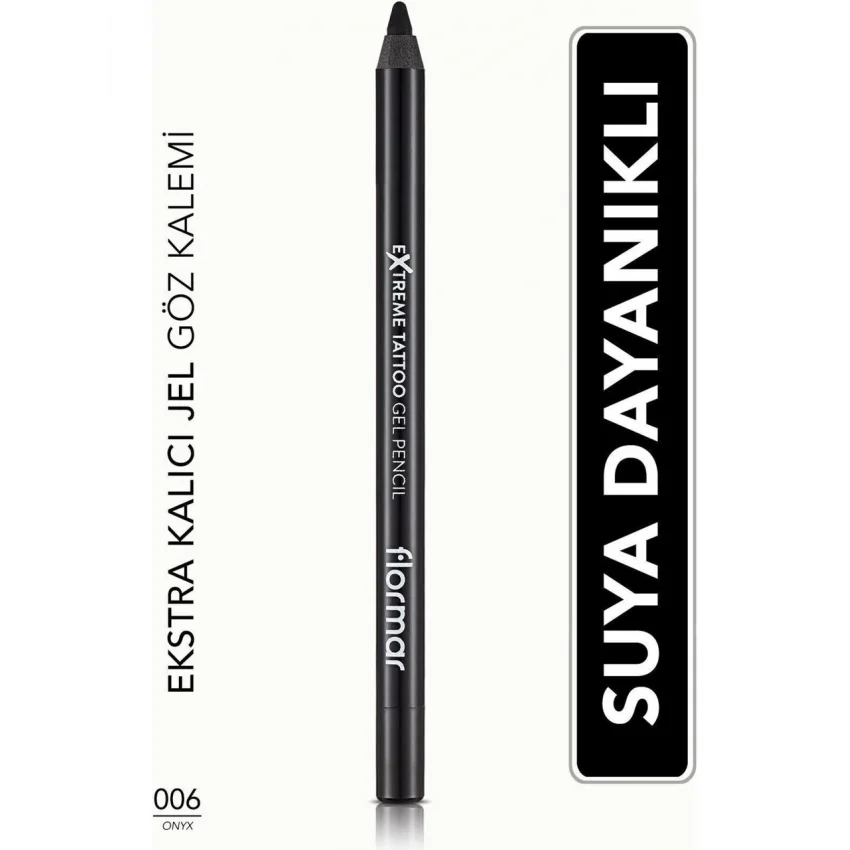 Flormar Kalıcı Jel Dokulu Suya Dayanıklı Göz Kalemi Siyah - Extreme Tattoo Gel Pencil - 006 Onyx