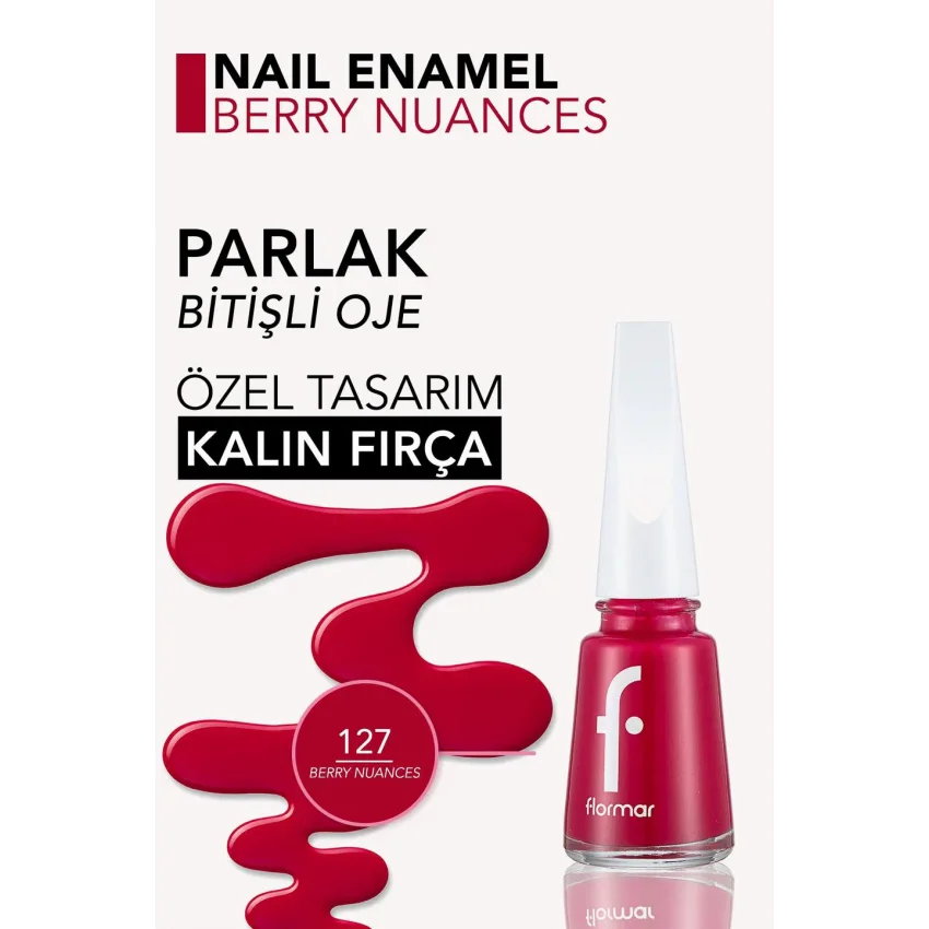 Flormar Nail Enamel Yüksek Pigmentli & Parlak Bitişli Oje - 127 Berry Nuances