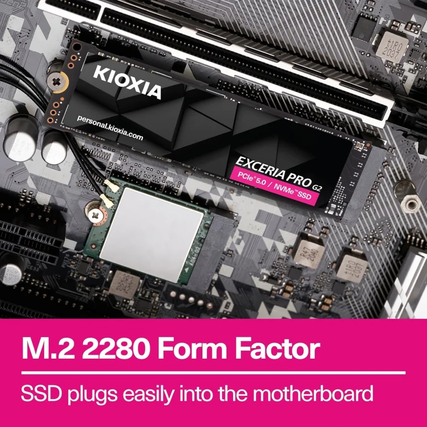 Kioxia Exceria Pro G2 PCIe NVMe Gen5 2TB SSD 14900/13400 MB/sn LVE10Z2T04G8