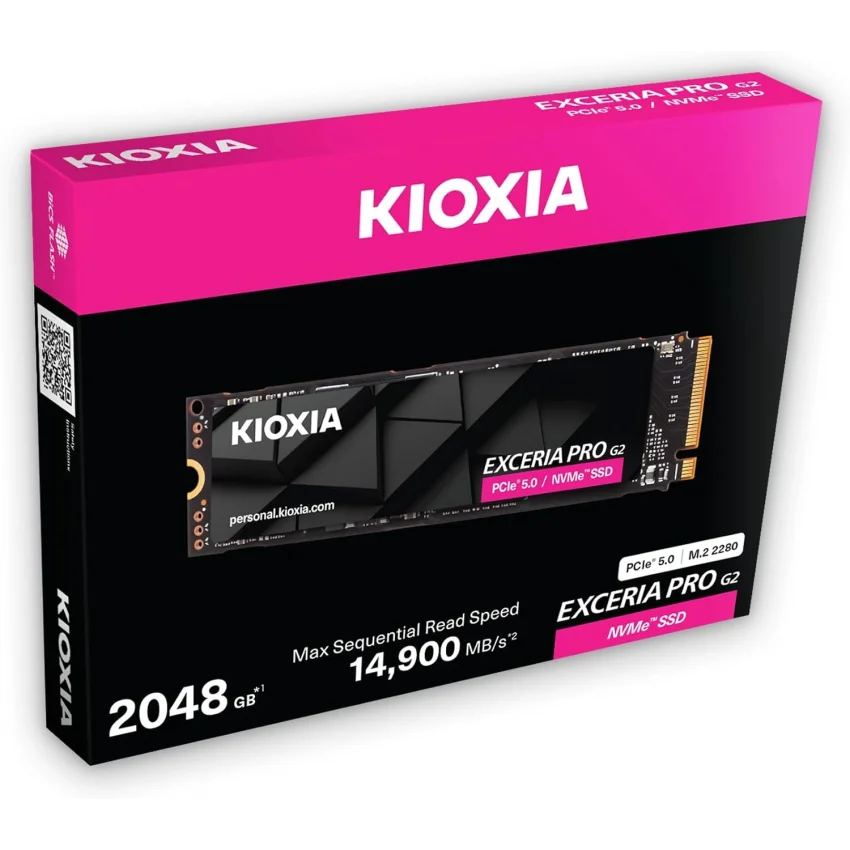 Kioxia Exceria Pro G2 PCIe NVMe Gen5 2TB SSD 14900/13400 MB/sn LVE10Z2T04G8