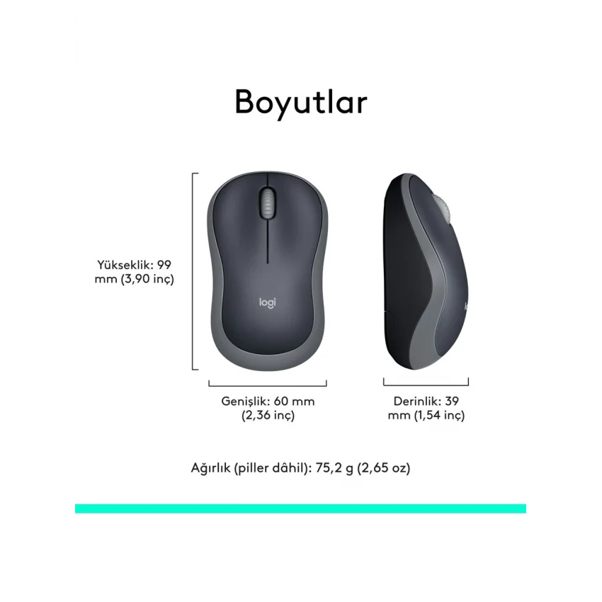 Logitech M185 Kablosuz Mouse Gri 910-002235
