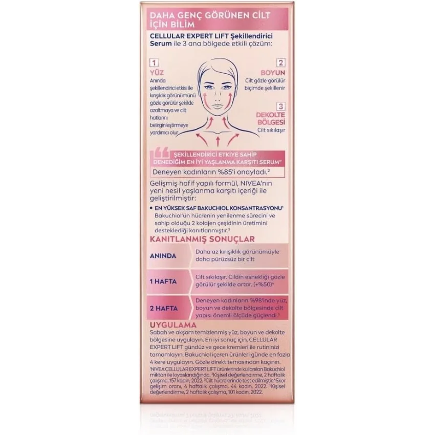 Nivea Cellular Expert Lift Doğal Retinol Alternatifi Saf Bakuchiol İçeren, Kolajen Tetikleyici Kırışıklık Karşıtı Cilt Serumu 30 ml