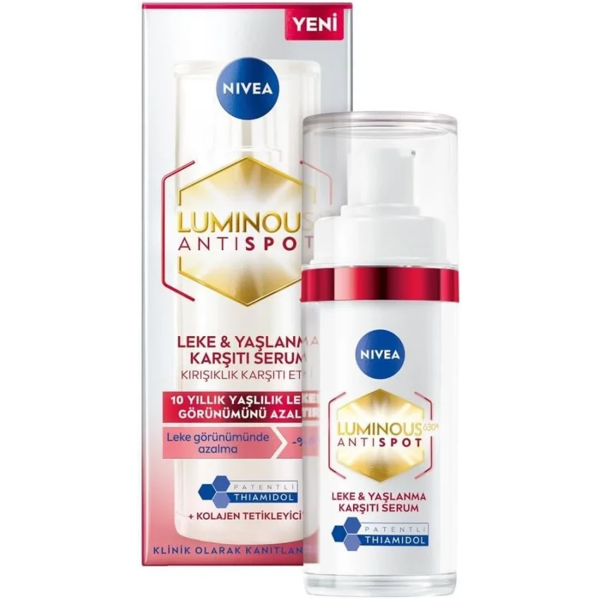 Nivea Luminous630 Leke & Yaşlanma Karşıtı Serum 30 ml, Hyaluronik Asit ve Kolajen Tetikleyici, Cilt Sıkılaştırıcı Serum