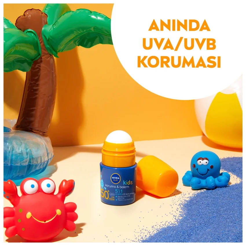 Nivea Sun Çocuklar İçin Hassas Koruma ve Bakım Güneş Koruyucu Roll-On 50ML, SPF50, Uva Uvb Koruması, Suya Dayanıklı