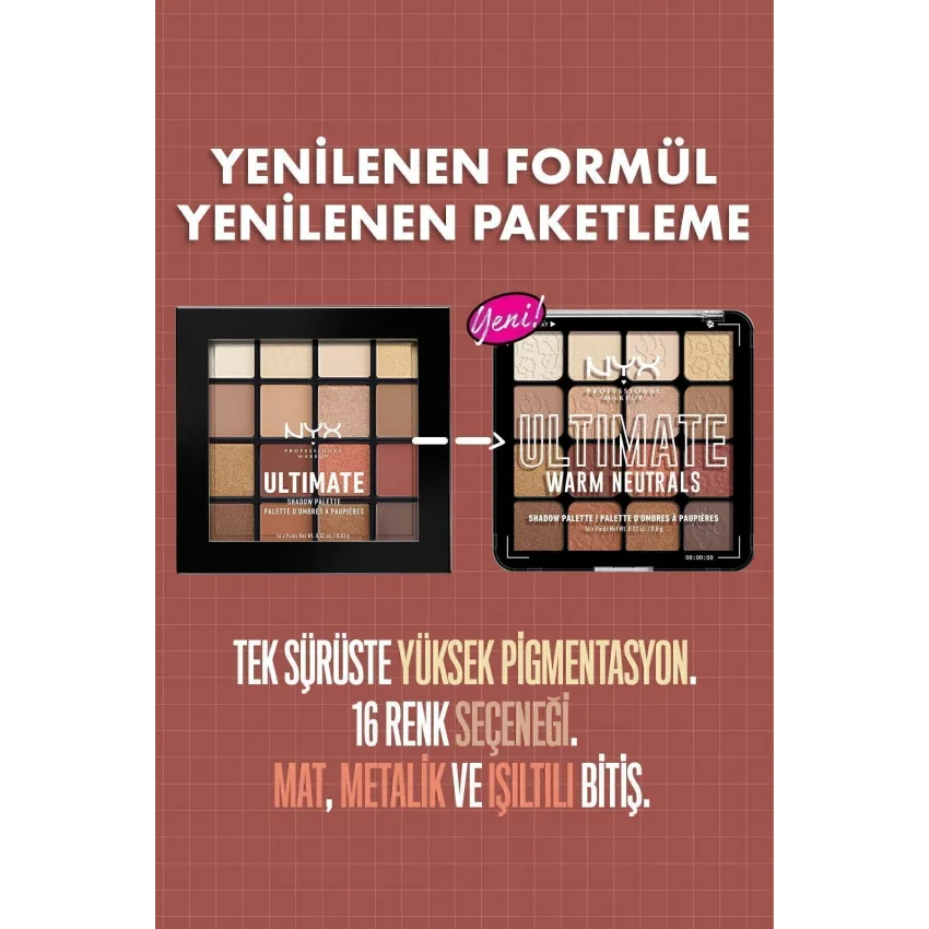 NYX Professional Makeup Ultimate Shadow Palette - Warm Neutrals Göz Farı Paleti