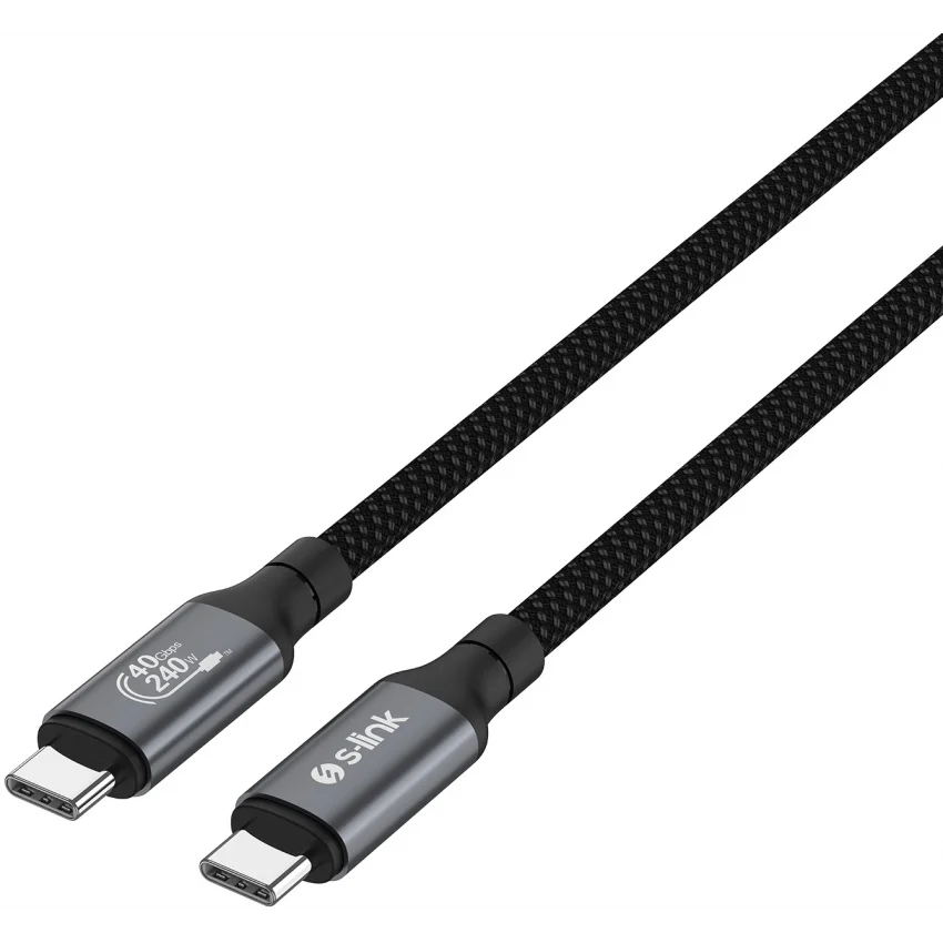 S-link 240W Type-C to Type-C Örgülü 8K 40Gbps Şarj Data Kablosu 1.2m | DCC-01