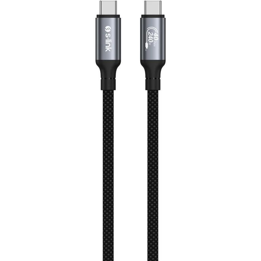 S-link 240W Type-C to Type-C Örgülü 8K 40Gbps Şarj Data Kablosu 1.2m | DCC-01