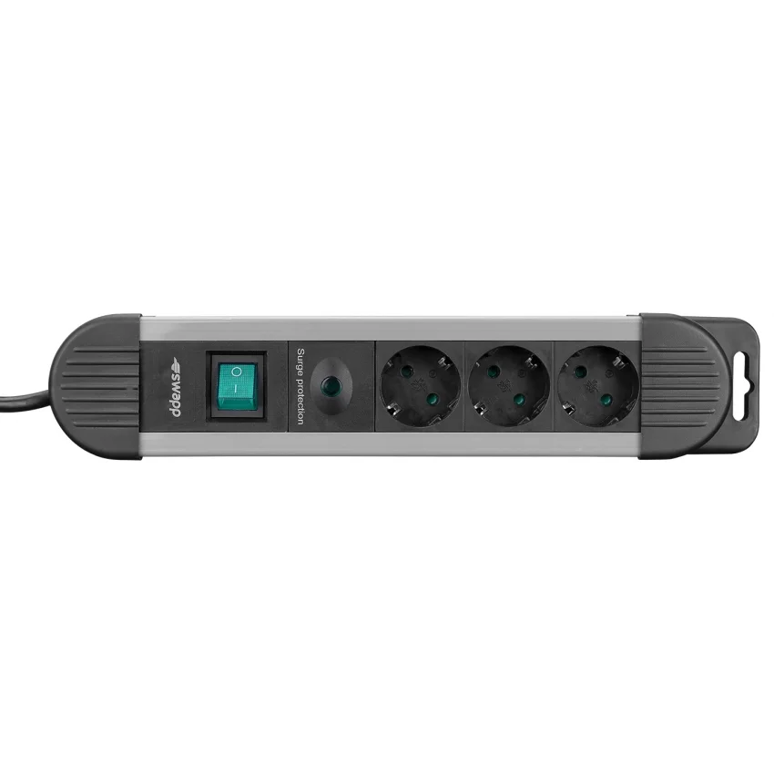 S-link 3lü Akım Korumalı Priz 900 Joule 1.5m 3G1.5mm2 Gri | SPGKS03