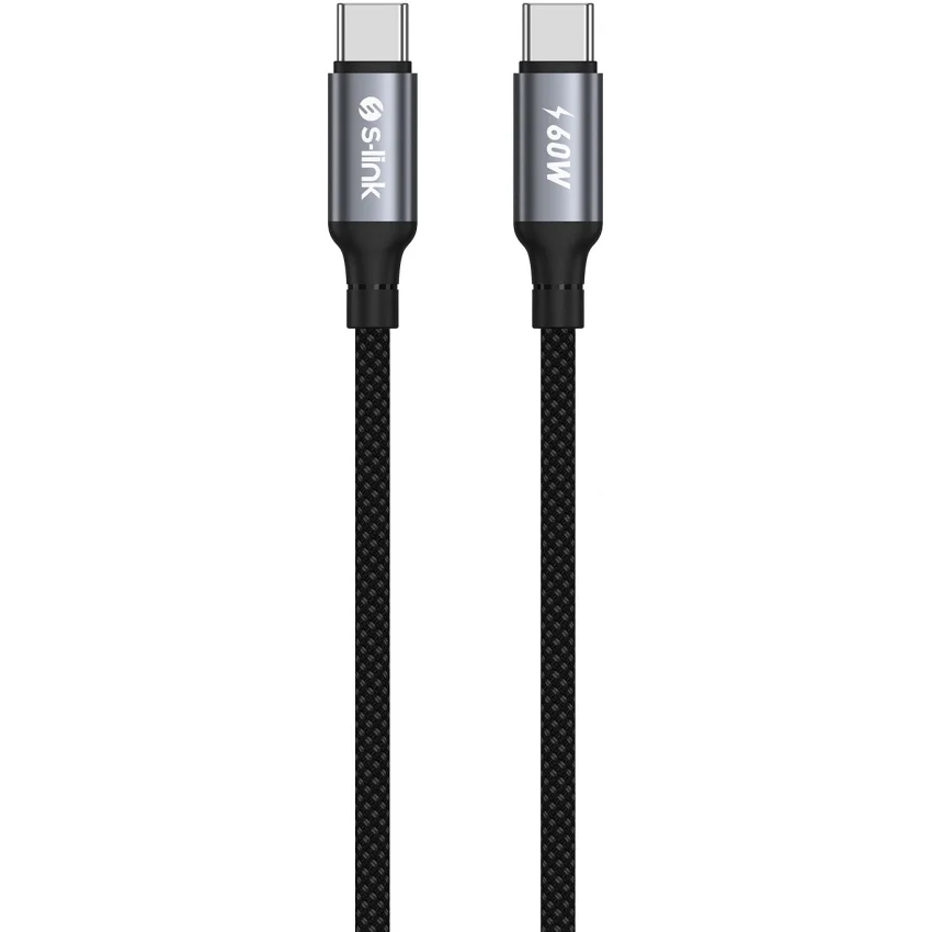 S-link 60W Type-C to Type-C PD Örgülü Şarj Kablosu 1.2m | Armor CC-01