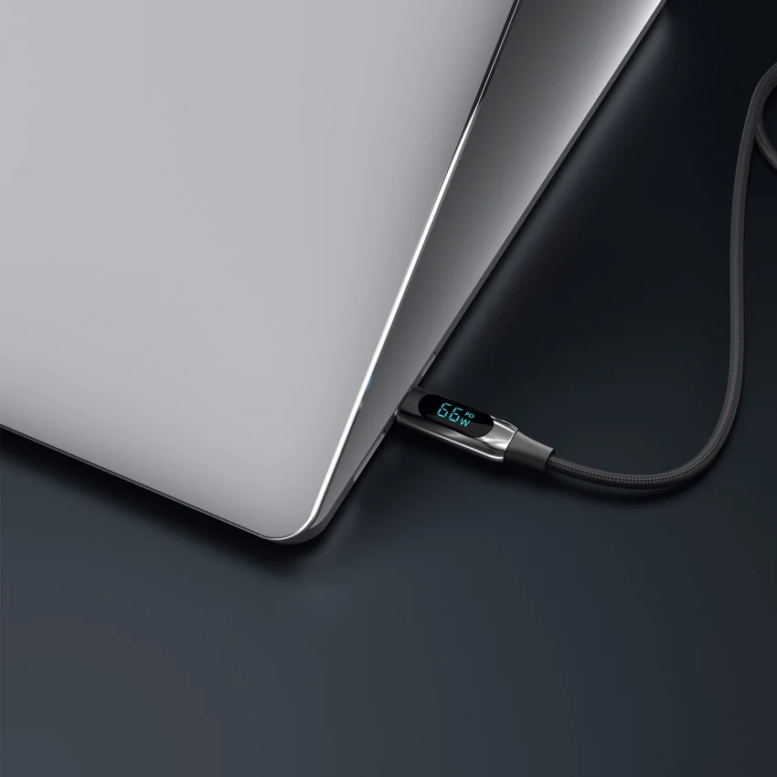 S-link 66W USB to Type-C Örgülü LED Başlıklı Şarj Kablosu 1m | UC-066