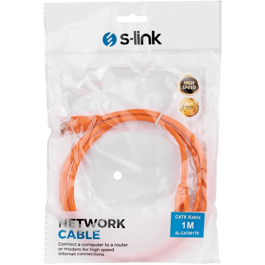 S-link SL-CAT601TR 1m Turuncu Cat6 UTP Ethernet Kablosu