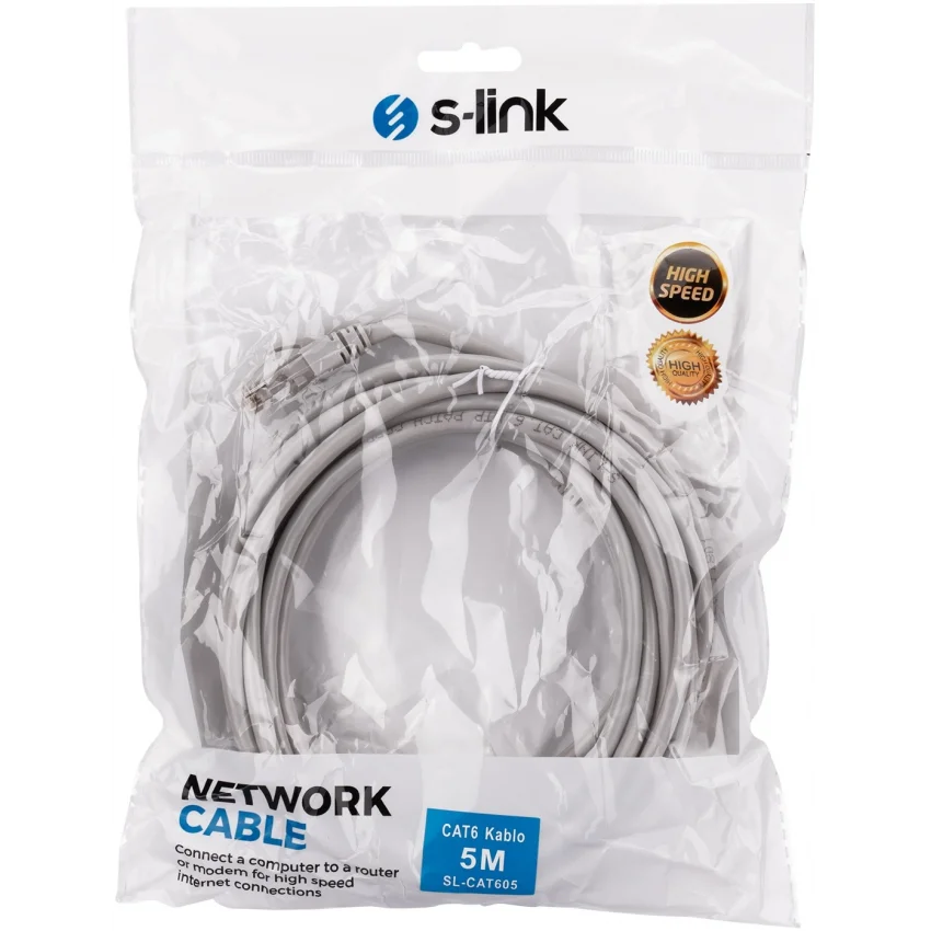 S-link SL-CAT605 5m Gri Cat6 UTP Ethernet Kablosu