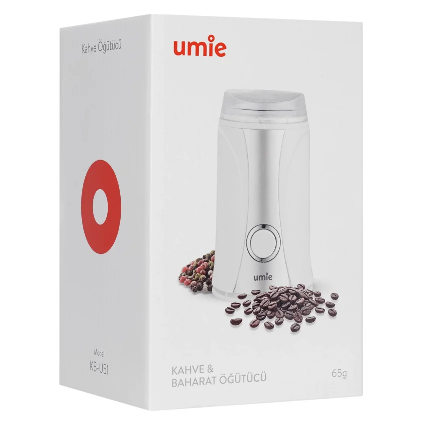 Umie Kahve ve Baharat Öğütücü, 65 gr Kapasite, Beyaz 160 w, KB-U51