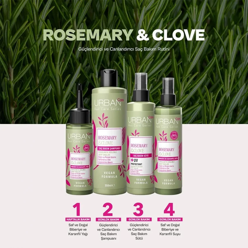 Urban Care Rosemary & Clove Biberiye ve Karanfil Suyu % 99.5 Doğal ve Saf 150 ml