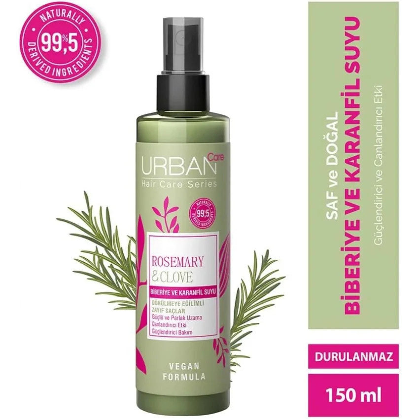 Urban Care Rosemary & Clove Biberiye ve Karanfil Suyu % 99.5 Doğal ve Saf 150 ml