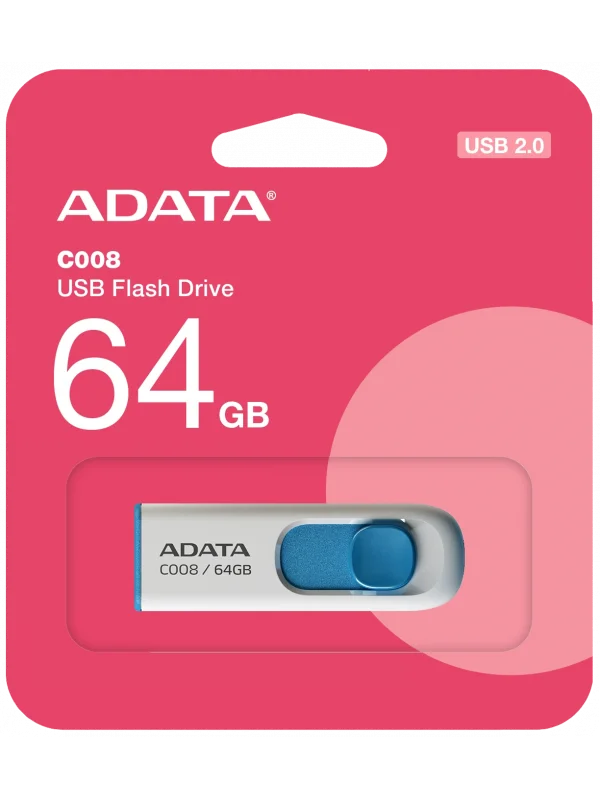 ADATA C008 64GB Beyaz Mavi USB 2.0 Flash Bellek | C008-64GB
