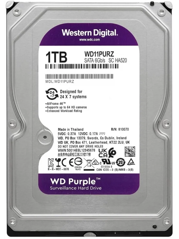 WD Purple 1TB 3.5 Güvenlik Harddiski | WD11PURZ
