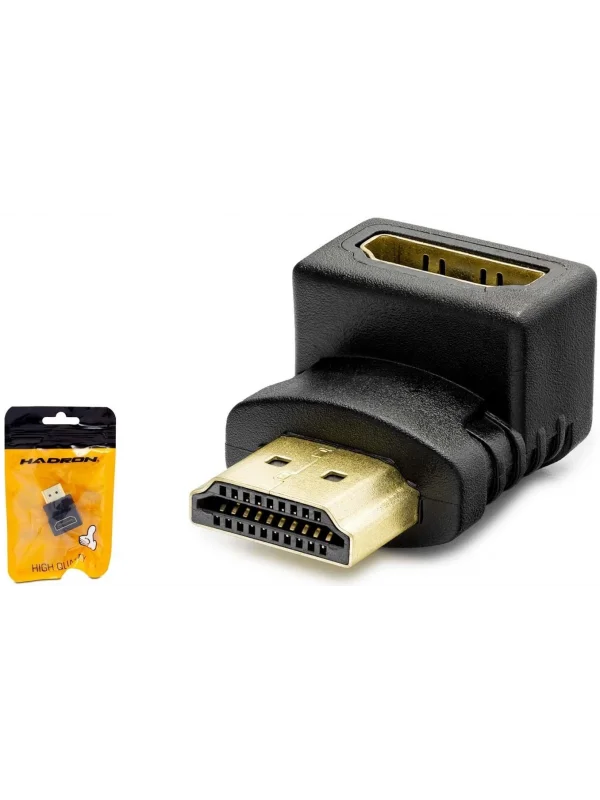 Hadron Hdmi Erkek-Dişi 90 Derece Açılı Adaptör L Tipi - HDX1258